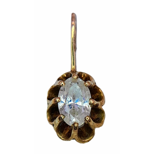 1437 - A 9K Yellow Gold White Stone Set Pendant. 15mm.