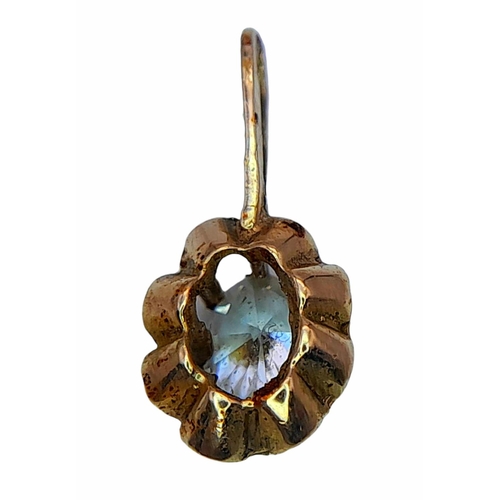 1437 - A 9K Yellow Gold White Stone Set Pendant. 15mm.