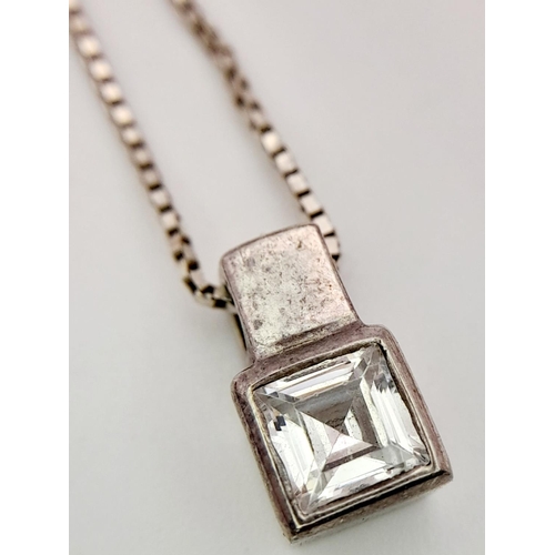 1440 - 2X fancy 925 silver CZ pendant on silver chains. Total weight 7.4G. Total length 40cm and 46cm. Plea... 