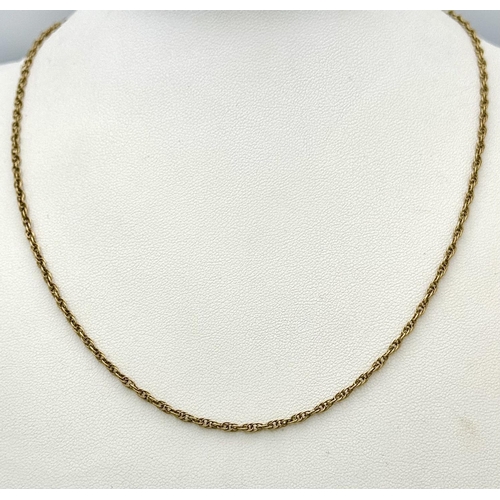 508 - A 9K Yellow Gold Prince of Wales Link Necklace. 40cm length. 3.1g weight.