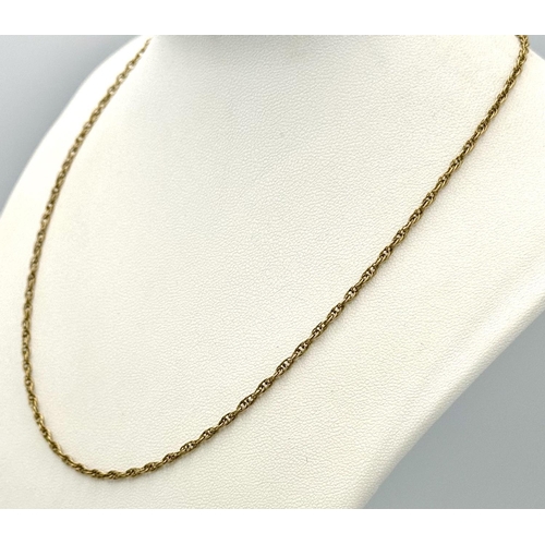 508 - A 9K Yellow Gold Prince of Wales Link Necklace. 40cm length. 3.1g weight.