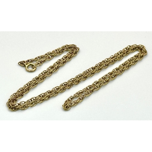 508 - A 9K Yellow Gold Prince of Wales Link Necklace. 40cm length. 3.1g weight.