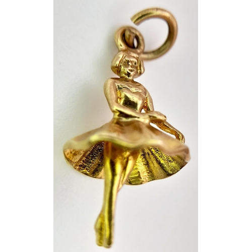 533 - A 9K Yellow Gold Ballerina Pendant/Charm. 25mm. 1.5g.