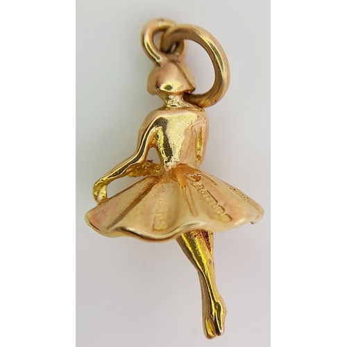 533 - A 9K Yellow Gold Ballerina Pendant/Charm. 25mm. 1.5g.