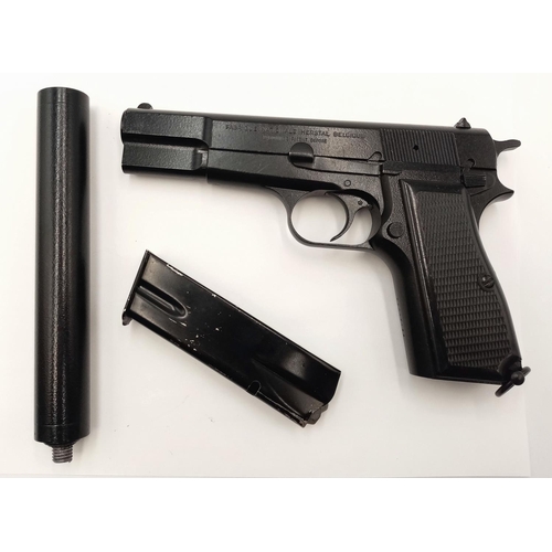 640 - A Deactivated Browning High Powered Semi Automatic Pistol with Silencer! This 9mm calibre gun is Bel... 