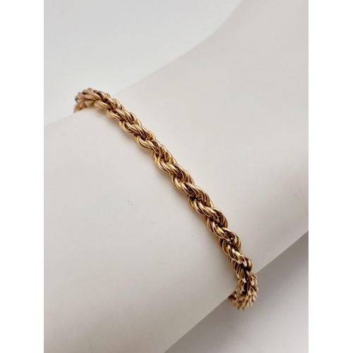 65 - A 9K Gold Rope Bracelet. 18cm. 3.25g weight.