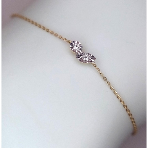 832 - A 14K YELLOW GOLD DIAMOND SET BRACELET 0.7G TOTAL WEIGHT, 16.8CM IN LENGTH. Ref: SC 4051