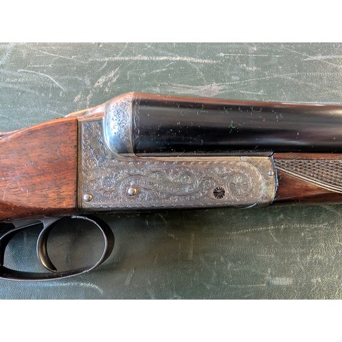 2 - A very rare pair of side by side 12 bore shotguns  - by Harrods. Serial numbers 2004 and 2005. Barre... 