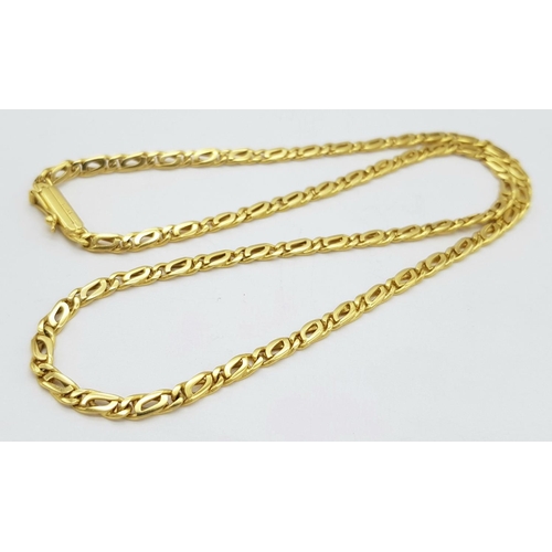 118 - An 18K Yellow Gold Flat Double-Curb Link Necklace. 44cm length. 19.35g weight.