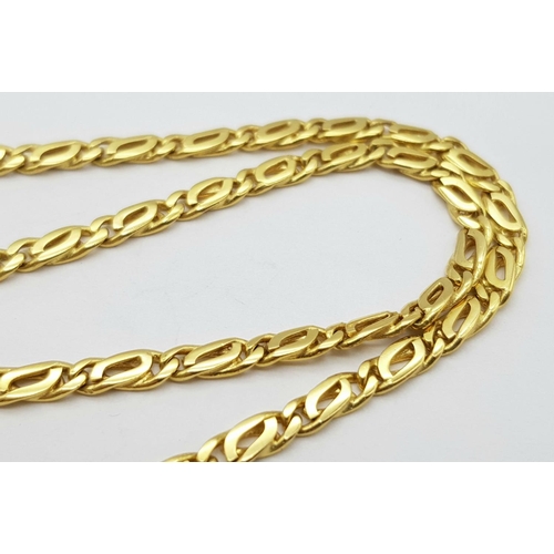 118 - An 18K Yellow Gold Flat Double-Curb Link Necklace. 44cm length. 19.35g weight.