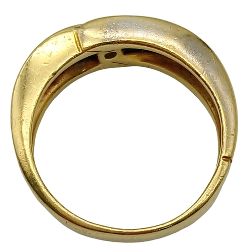 135 - An 18K Yellow Gold White Stone Set Ring. Size O. 7.8g total weight.