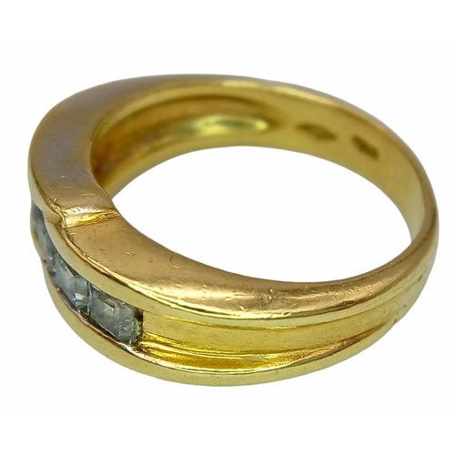 135 - An 18K Yellow Gold White Stone Set Ring. Size O. 7.8g total weight.