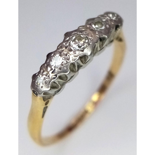 168 - Antique 18 carat GOLD and DIAMOND RING. Comprising an 18 carat YELLOW GOLD BAND with row of DIAMONDS... 