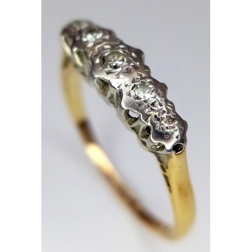 168 - Antique 18 carat GOLD and DIAMOND RING. Comprising an 18 carat YELLOW GOLD BAND with row of DIAMONDS... 