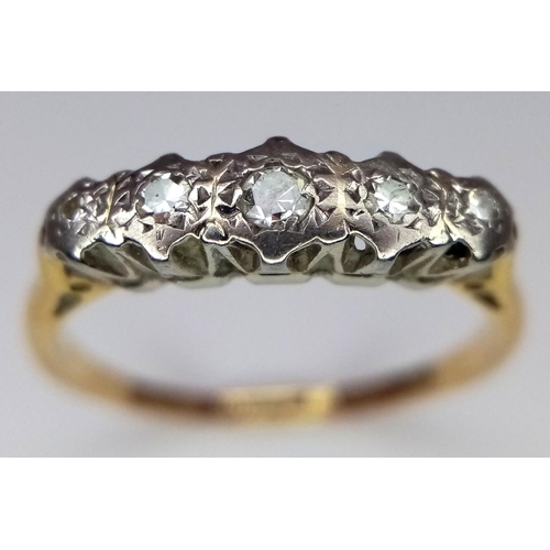 168 - Antique 18 carat GOLD and DIAMOND RING. Comprising an 18 carat YELLOW GOLD BAND with row of DIAMONDS... 