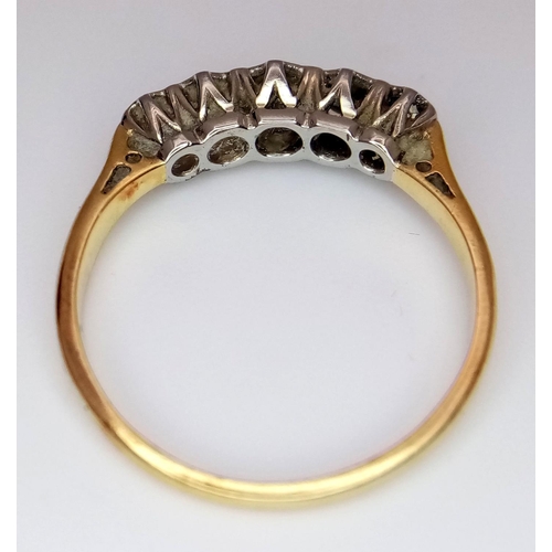 168 - Antique 18 carat GOLD and DIAMOND RING. Comprising an 18 carat YELLOW GOLD BAND with row of DIAMONDS... 