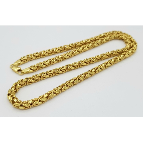 4 - An 18K Yellow Gold Intricate Link Necklace. 45cm length. 19.3g weight.