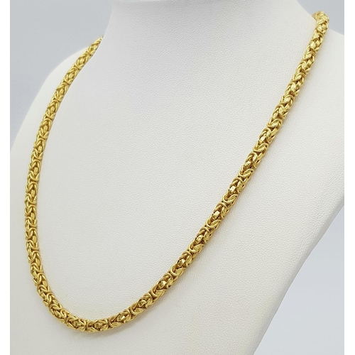 4 - An 18K Yellow Gold Intricate Link Necklace. 45cm length. 19.3g weight.