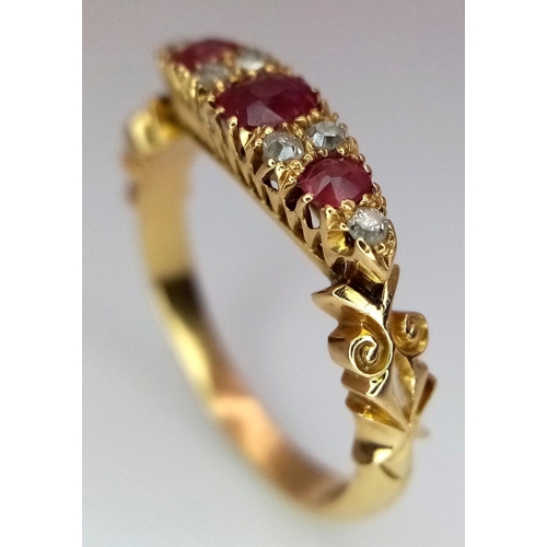 70 - Fabulous Antique 18 CARAT GOLD ,DIAMOND and RUBY RING.Having RUBIES and DIAMONDS set to top in Odeon... 