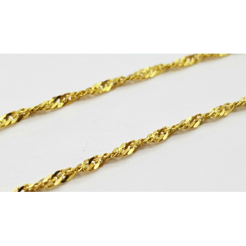 72 - An Italian 9K Yellow Gold Petit Curb Link Necklace. 44cm. 1.85g weight.