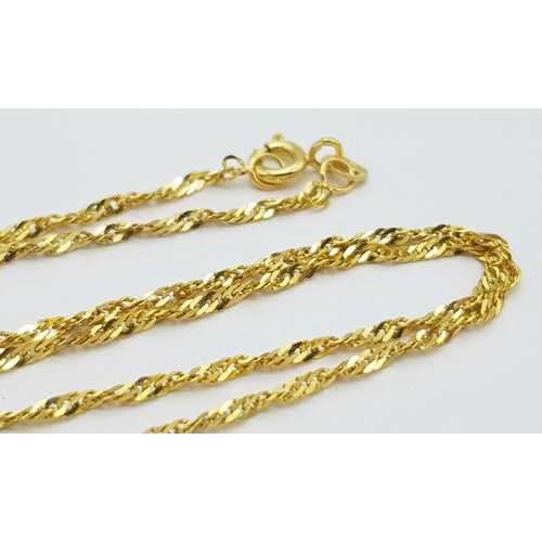 72 - An Italian 9K Yellow Gold Petit Curb Link Necklace. 44cm. 1.85g weight.