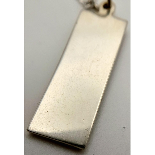 768 - A Hallmarked 1999/2000 Silver Ingot Pendant Necklace. 46cm Length Sterling Silver Chain. Pendant Mea... 