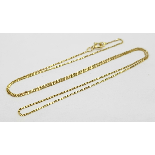 769 - A 9K Yellow Gold Disappearing Necklace. 40cm. 0.65g.