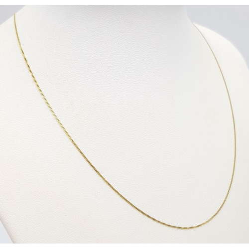 769 - A 9K Yellow Gold Disappearing Necklace. 40cm. 0.65g.