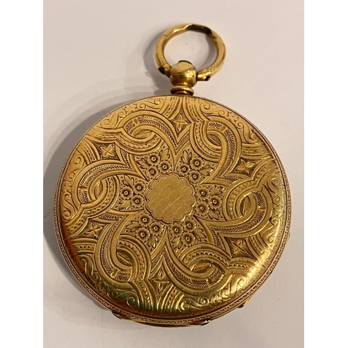 154 - Antique BAUME GENEVE 18K GOLD POCKET WATCH. Beautifully decorated. Full working order. 42 .65 grams.