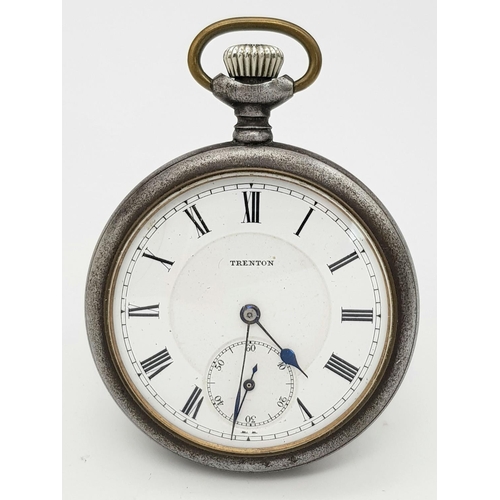 196 - Vintage INGERSOLL TRENTON POCKET WATCH. Secondary dial at 6 o’clock.  Manual winding. Full working o... 