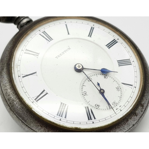 196 - Vintage INGERSOLL TRENTON POCKET WATCH. Secondary dial at 6 o’clock.  Manual winding. Full working o... 