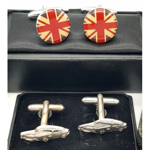 266 - Vintage sets of BOXED CUFFLINKS. To include Aston Martin, Ford, Union Jack, Together with a classic ... 