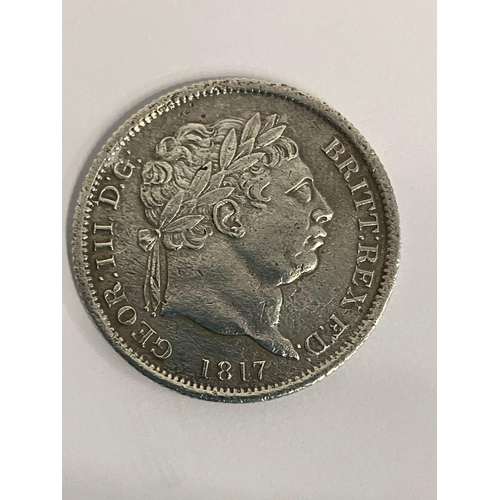 28 - 1817 GEORGE III SILVER SHILLING.Very fine condition. Bullhead with bust.Laureate Head.