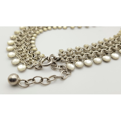 282 - A Very Elegant Solid Silver 800 Collar Necklace, 47 grams, 41cm. In very good condition.