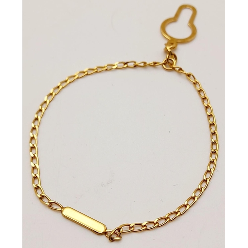 308 - Rare vintage 9 CARAT ITALIAN GOLD TIE pendant bracelet. 1.3 grams. Please see pictures.