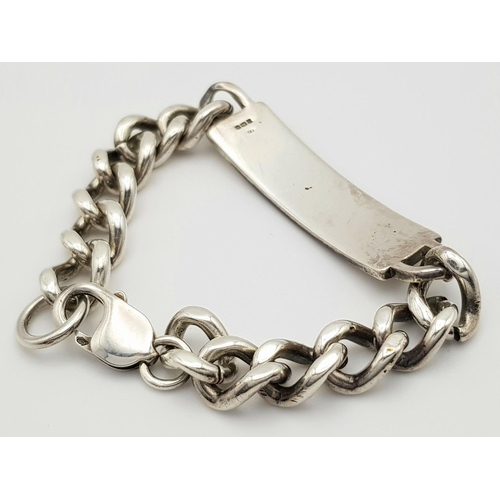 325 - A Chunky Vintage Solid Silver 925 ID Bracelet, 48 grams, 20cm. In good condition.