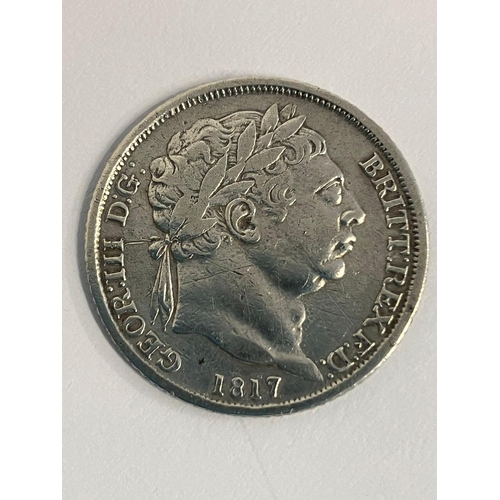 329 - 1817 GEORGE III SILVER SIXPENCE. Bullhead with full bust. Laureate Head.  Very fine condition.