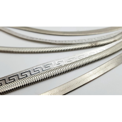 415 - Three Solid Silver 925 Flat Link Necklaces, Total weight: 33 grams, All 46.5cm. In excellent conditi... 