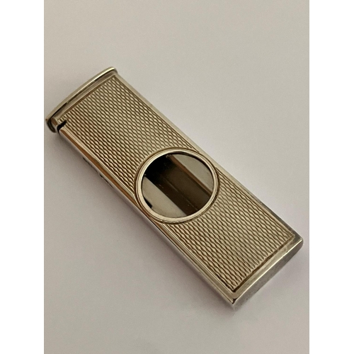 476 - Vintage SILVER CIGAR CUTTER. Classic engine turned design. Full UK hallmark.