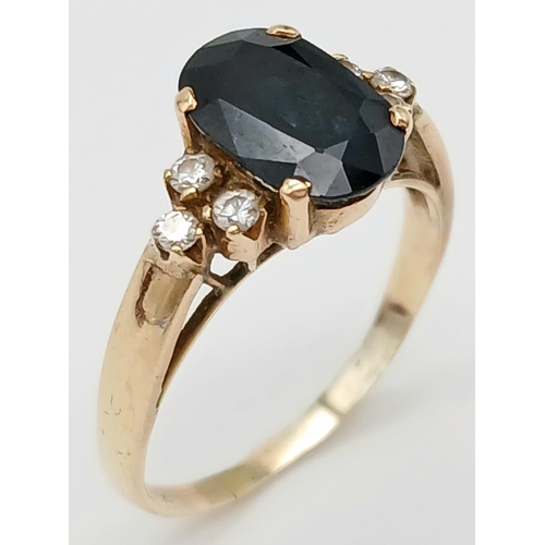 49 - Impressive 18 carat GOLD, DIAMOND and SPINEL RING. Consisting large oval cut SPINEL mounted to centr... 