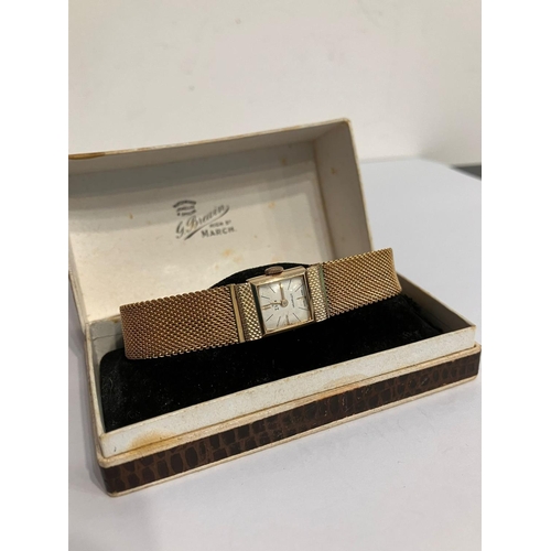 532 - Ladies vintage EDOX WRISTWATCH. Gold plated with integrated Milanese mesh Bracelet strap. Swiss made... 