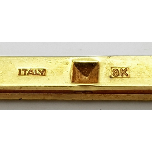 539 - Vintage ITALIAN 9 CARAT GOLD TIE CLIP. Complete with GOLD safety chain and button loop. Tie Clip x 5... 