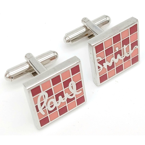 616 - Genuine pair of PAUL SMITH CUFFLINKS. Having iconic chequered fronts with torpedo backs. Excellent c... 