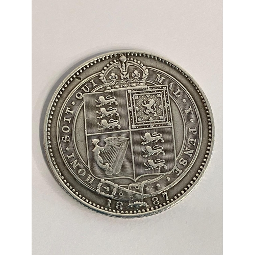 735 - 1887 SILVER SHILLING. Extra Fine condition. Golden Jubilee Mintage. Milled edge hardly worn. Better ... 