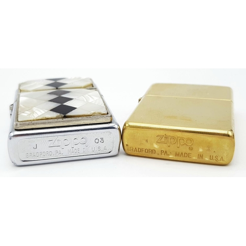 518 - 2 x Vintage ZIPPO LIGHTERS. To include ‘Solid Brass’ in Original case, excellent condition, together... 