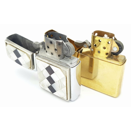 518 - 2 x Vintage ZIPPO LIGHTERS. To include ‘Solid Brass’ in Original case, excellent condition, together... 