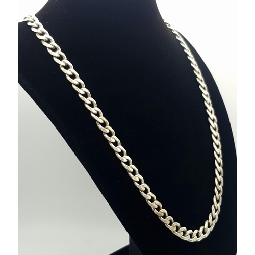 682 - A vintage Solid Silver 925 Curb Chain Necklace, 47.6 grams, 52.5cm. Signs of wear but in good condit... 