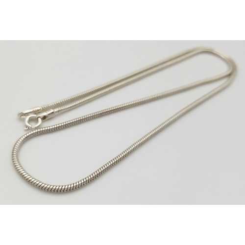 809 - Three Vintage Solid Silver 925 Snake Chain Necklaces, Total weight: 34 grams, 40 to 45 cm. In very g... 