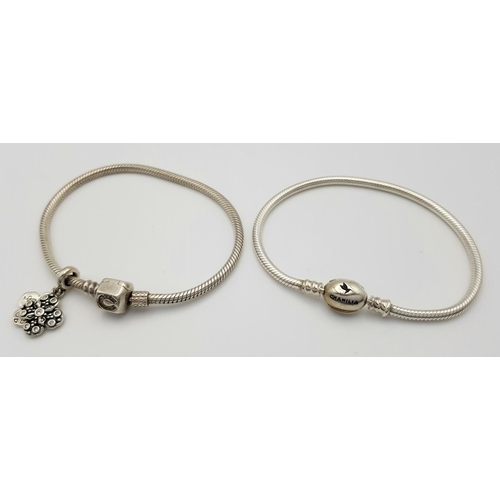 823 - Two Chamilia Charm Bracelets, Solid Silver 925, Total weight: 32 grams, Both 19cm. In excellent cond... 