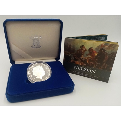 84 - 2005  ROYAL MINT £5 SILVER PROOF, ADMIRAL NELSON COIN. Minted to commemorate the 200th anniversary o... 